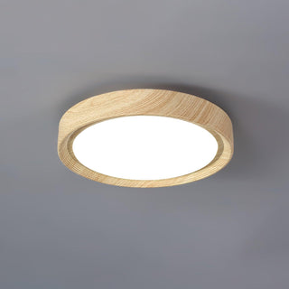 Nordic Wood Grain Round LED Flush Mount Ceiling Light