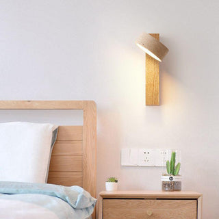 Minimalist Travertine and Wood Wall Light
