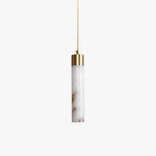 Minimalist Alabaster Brass Tube Pendant Light