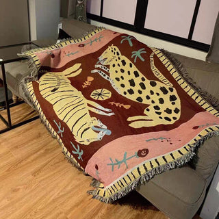 Boho Knitted Blanket with Tassels