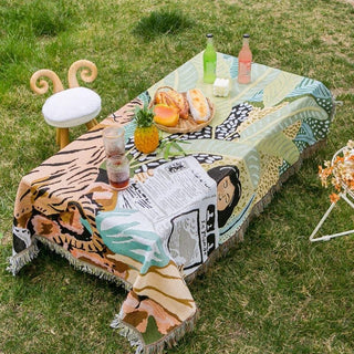 Boho Knitted Blanket with Tassels