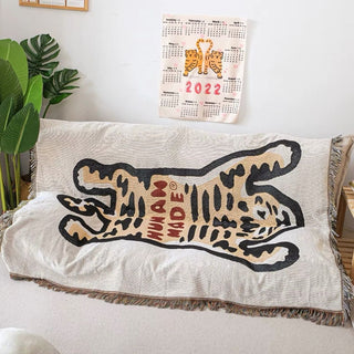 Boho Knitted Blanket with Tassels