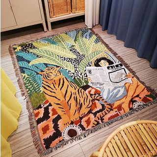 Boho Knitted Blanket with Tassels