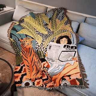 Boho Knitted Blanket with Tassels