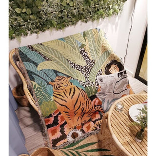 Boho Knitted Blanket with Tassels