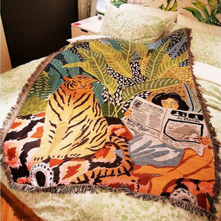 Boho Knitted Blanket with Tassels