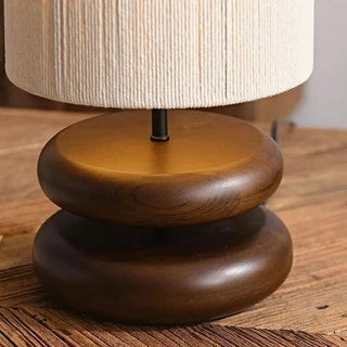 Scandinavian Wood Base Table Lamp with Textured Shade