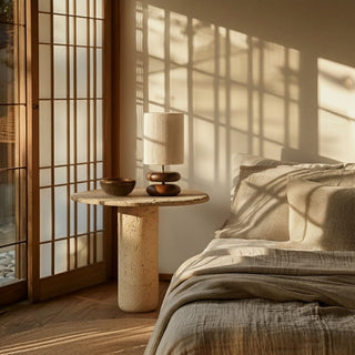 Scandinavian Wood Base Table Lamp with Textured Shade