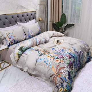 Egyptian Floral Duvet Cover Set 500TC