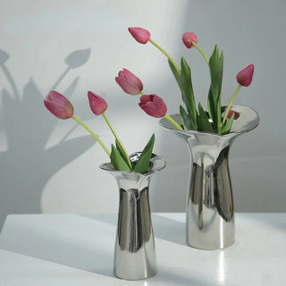 Modern Silver Ceramic Vase