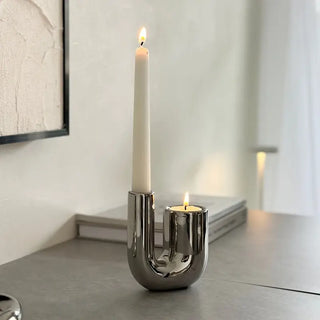 Elegant Minimalist Silver Candle Holder