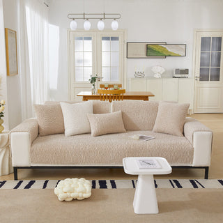 Cream Anti Scratch Barber Fleece Couch Cover