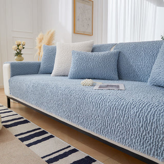 Cream Anti Scratch Barber Fleece Couch Cover