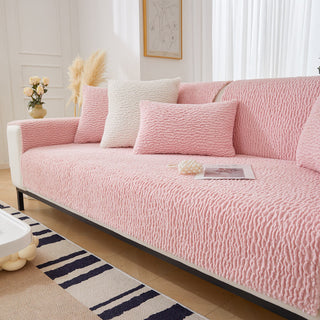 Cream Anti Scratch Barber Fleece Couch Cover