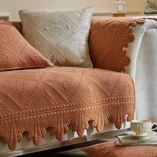 Leaf Trim Cotton Couch Cover