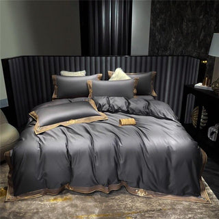 Embroidered Grey Duvet Cover Set