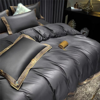 Embroidered Grey Duvet Cover Set