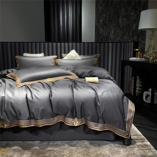 Embroidered Grey Duvet Cover Set