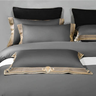 Embroidered Grey Duvet Cover Set