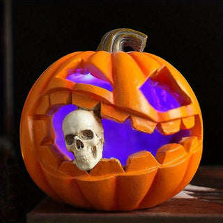Light-Up Skull Pumpkin Decoration