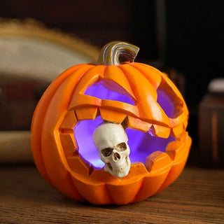 Light-Up Skull Pumpkin Decoration