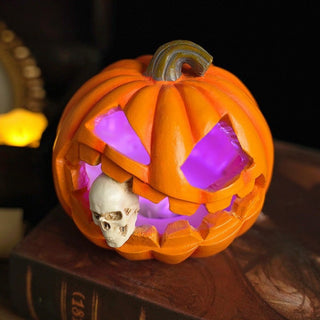 Light-Up Skull Pumpkin Decoration
