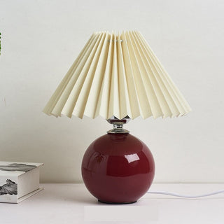 Vintage French Ceramic Table Lamp with Fabric Shade