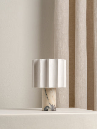 Cordless Marble Table Lamp with Linen Shade