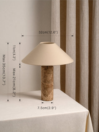 Marble Cylinder Table Lamp with Linen Shade