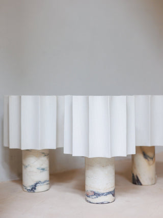 Cordless Marble Table Lamp with Linen Shade