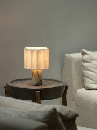 Cordless Marble Table Lamp with Linen Shade