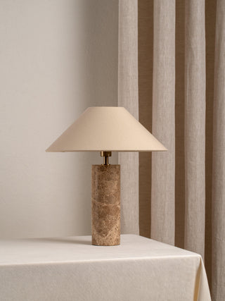 Marble Cylinder Table Lamp with Linen Shade