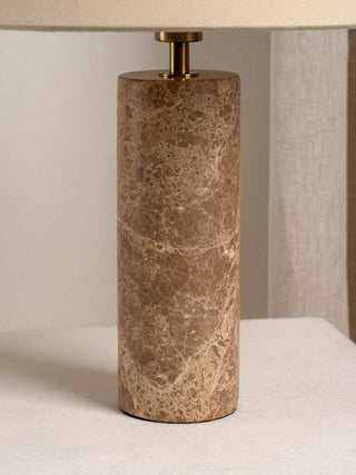 Marble Cylinder Table Lamp with Linen Shade