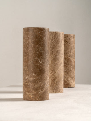 Marble Cylinder Table Lamp with Linen Shade