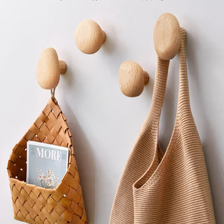 Organic Wooden Wall Hooks Set