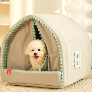 Enclosed Dog Bed with Curtains
