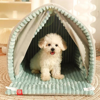 Enclosed Dog Bed with Curtains