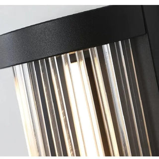 Cylindrical Metal and Glass Outdoor Wall Lamp