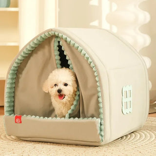 Enclosed Dog Bed with Curtains