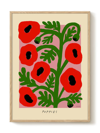 Vibrant Red Poppies Art Print – Modern Botanical Wall Art