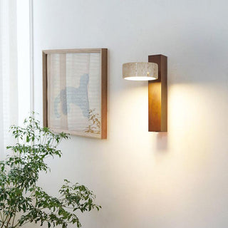 Minimalist Travertine and Wood Wall Light