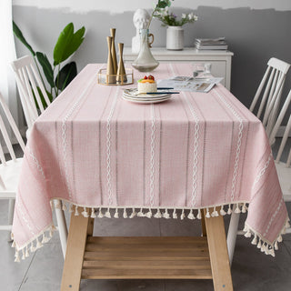 Cotton Linen Stripe Tablecloth