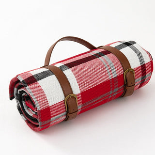 Check Picnic Blanket with Carry Straps