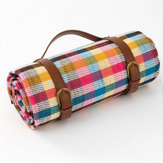 Check Picnic Blanket with Carry Straps