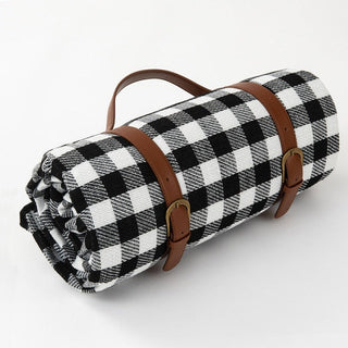 Check Picnic Blanket with Carry Straps