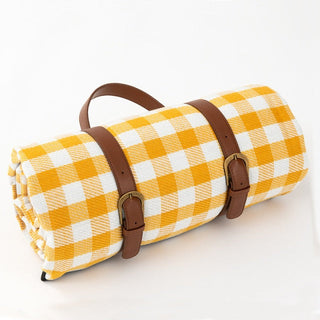 Check Picnic Blanket with Carry Straps