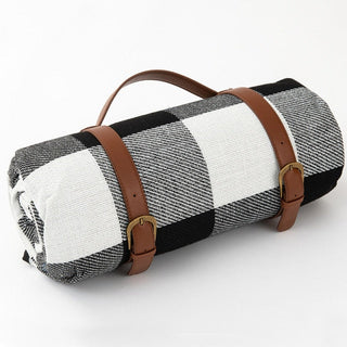Check Picnic Blanket with Carry Straps