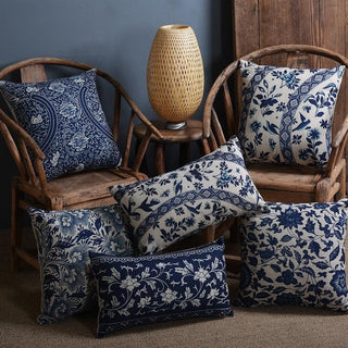 Porcelain Pattern Cushion Cover Imperial Blue