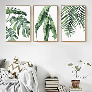 Botanical Green Leaves Canvas Wall Art