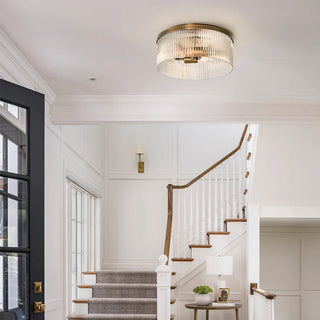Retro Ribbed Glass Flush Mount Ceiling Light
